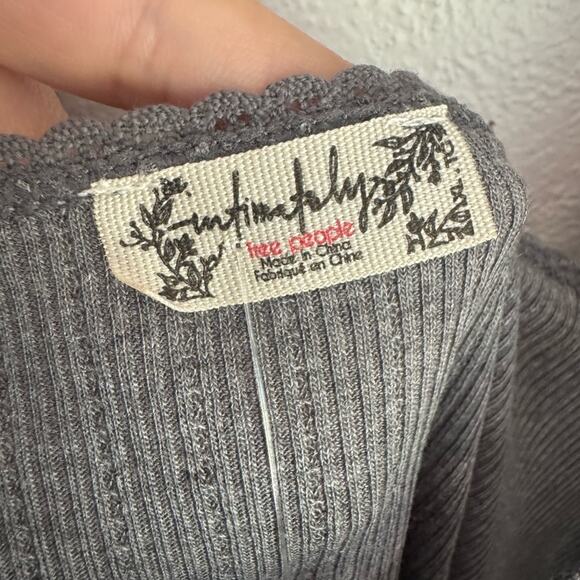 Free People Grey Only You Tank Top Square Neck - Picture 5 of 7